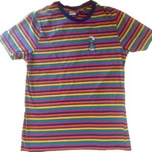 The Smurfs Striped Retro Embroidered T-Shirt sz Medium